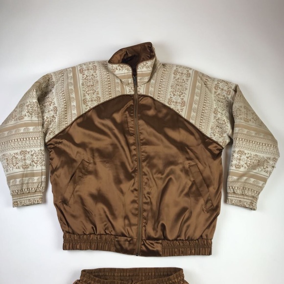 Lavon Womens Tracksuit Brown Geometric Vintage S - Picture 2 of 7